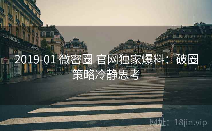 2019-01 微密圈 官网独家爆料：破圈策略冷静思考