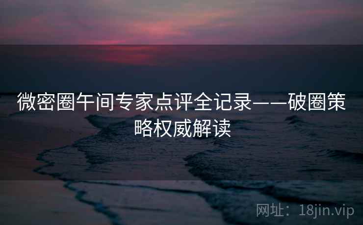 微密圈午间专家点评全记录——破圈策略权威解读